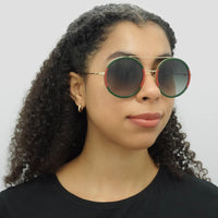 Gucci Sunglasses GG0061S 003 Gold Green and Red Green Gradient