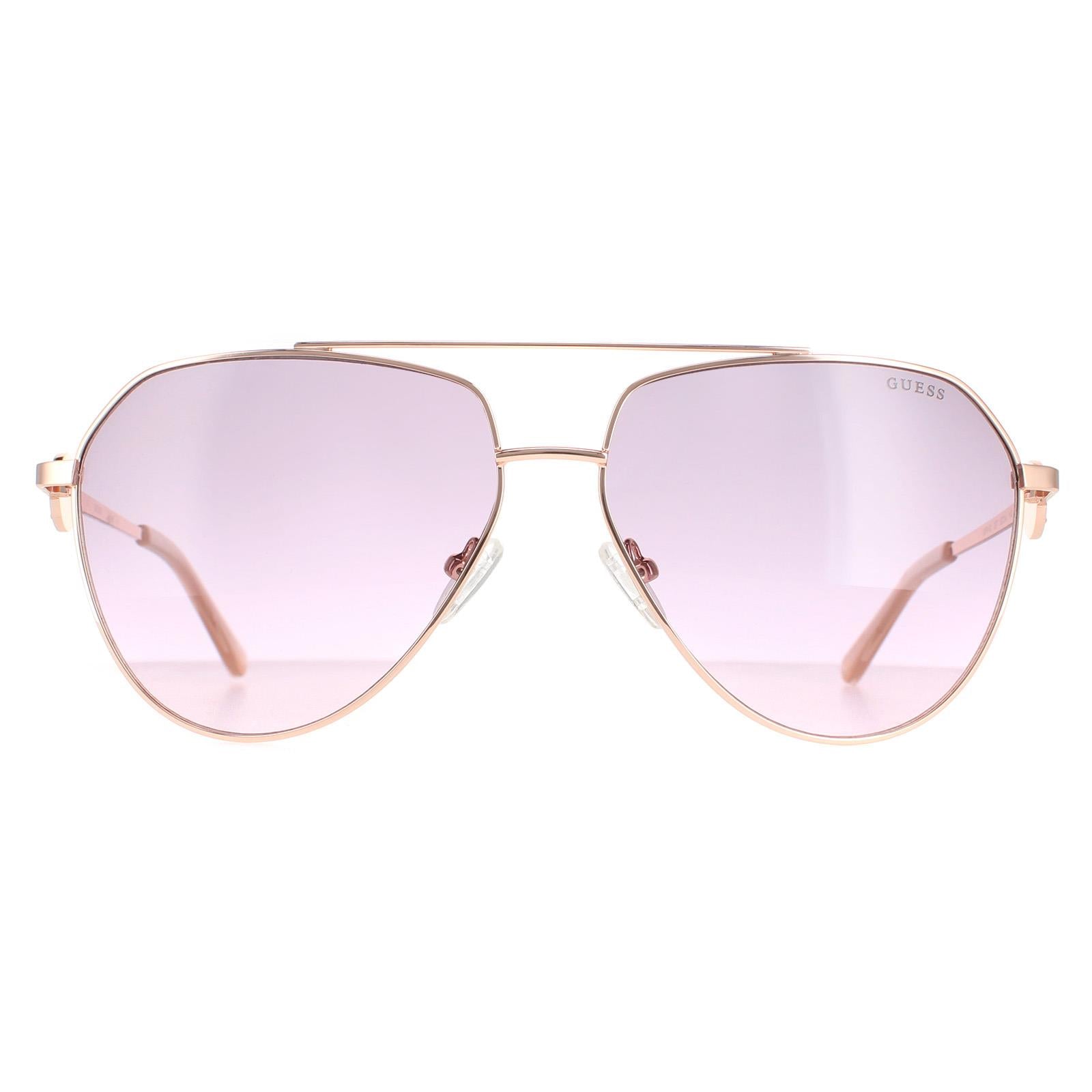 GUESS GF0384 - Occhiali Da Sole Donna, Rosa Shiny E Gradient Bordeaux, Taglia Unica - 2