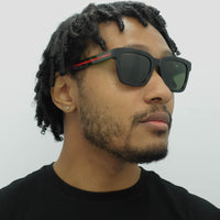 Gucci Sunglasses GG0001SN 002 Black and Green With Red Stripe Green