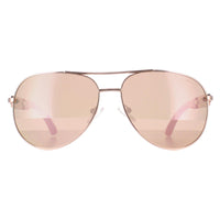 Guess Sunglasses GU7295 28G Shiny Rose Gold Brown Mirror