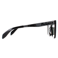 Alexander McQueen Sunglasses AM0352S 002 Shiny Black and Silver Green Grey