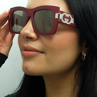 Gucci Sunglasses GG1688S 003 Red with Silver Grey with Light Silver Mirror
