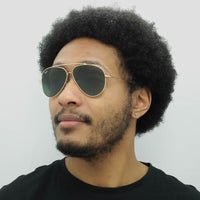 Ray-Ban Sunglasses RB0101S Aviator Reverse 001/VR Gold Green