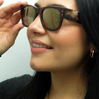 Ray-Ban Sunglasses RB0840S Mega Wayfarer 663693 Transparent Brown and Havana Gold Mirror