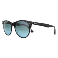 Ray-Ban Sunglasses Wayfarer II RB2185 12943M Black on Crystal Blue Gradient