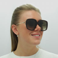 Alexander McQueen Sunglasses AM0374S 002 Brown Gold Brown Gradient