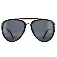 Gucci Sunglasses GG0672S 001 Shiny Black and Gold Grey