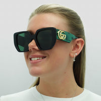 Gucci Sunglasses GG0956S 001 Black and Green Swirl Green