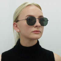 Ray-Ban Sunglasses Hexagonal RB3548N 002/58 Polished Black Green Polarized
