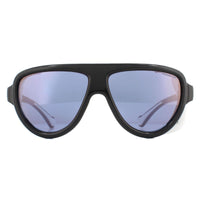 Moncler Sunglasses ML0089 01C Black with White Leather Blue with Violet Mirror
