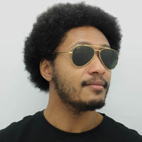 Ray-Ban Sunglasses RB3625 New Aviator 919631 Polished Gold Green