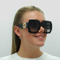 Gucci Sunglasses GG1022S 006 Black Grey Gradient