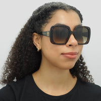 Alexander McQueen Sunglasses AM0378S 002 Tortoise Brown Gradient