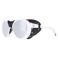 Moncler Sunglasses ML0046 21C White Black Leather Grey Silver Mirror