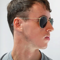 Ray-Ban Sunglasses Round Metal 3447 91984E Silver Light Green