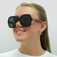 Gucci Sunglasses GG0036SN Black Green Glitter and Red Green