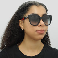 Gucci Sunglasses GG0163SN 003 Black with Red and Green Brown Gradient