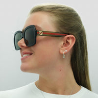 Gucci Sunglasses GG0036SN Black Green Glitter and Red Green