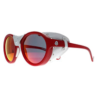 Moncler Sunglasses ML0046 67C Red White Leather Red Mirror