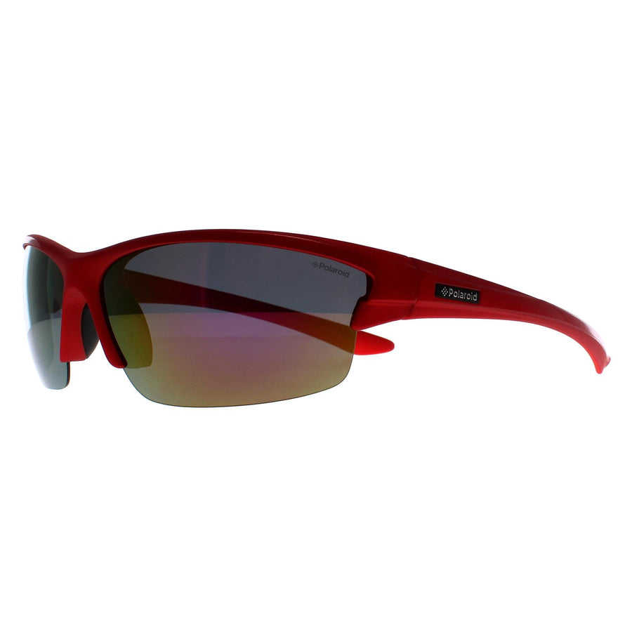 Polaroid Sport Sunglasses P7413 33W JB Shiny Red Grey Silver Mirror Polarized