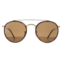Ray-Ban Sunglasses Round Double Bridge 3647N 001/57 Gold Brown B-15 Polarized