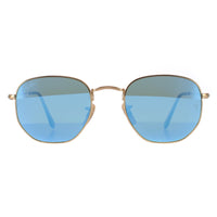 Ray-Ban Sunglasses Hexagonal 3548N 001/9O Gold Light Blue Gradient Mirror 54mm