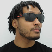 Prada Sport Sunglasses PS01WS DG002G Black Rubber Dark Grey Polarized