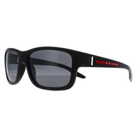 Prada Sport Sunglasses PS01WS UFK07H Grey Rubber Dark Grey Silver Mirror Polarized