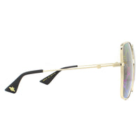 Gucci Sunglasses GG0414S 003 Gold Grey with Multicolour Gradient Mirror