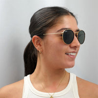 Ray-Ban Sunglasses Round Double Bridge 3647N 001 Gold Green