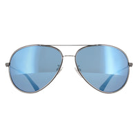 Police Sunglasses SPLL11 Octane 8 K07B Shiny Palladium with Semi-Shiny Black Blue Mirror
