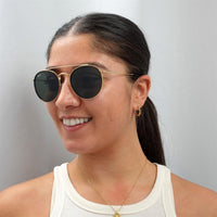 Ray-Ban Sunglasses Round Double Bridge 3647N 001 Gold Green