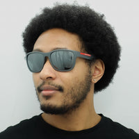 Prada Sport Sunglasses PS01US UFK5L0 Grey Rubber Dark Grey Mirror