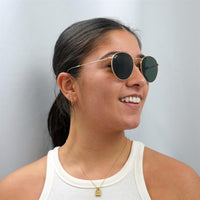 Ray-Ban Sunglasses Round Flat Lenses 3447N 001 Arista G-15 Green