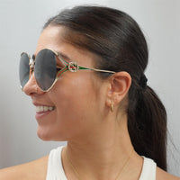 Gucci Sunglasses GG0225S 001 Gold Grey Gradient