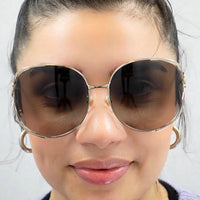 Gucci Sunglasses GG0225S 002 Gold Brown Gradient