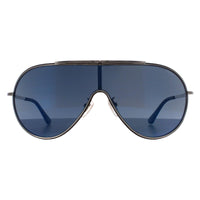 Police Sunglasses Origins 10 SPL964 F94B Black And Silver Smoke Mirror Blue