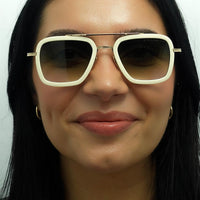 Dita Sunglasses Flight 006 7806 S White Gold Dusty Pink Dark Grey to Clear Gradient