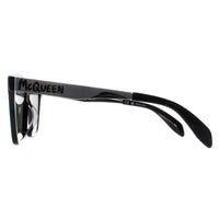 Alexander McQueen Sunglasses AM0352S 002 Shiny Black and Silver Green Grey