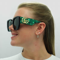 Gucci Sunglasses GG0956S 001 Black and Green Swirl Green