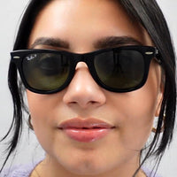 Ray-Ban Sunglasses Wayfarer 2140 901/58 Black Green G-15 Polarized Medium 50mm