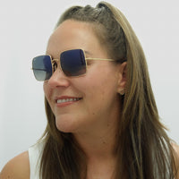 Ray-Ban Sunglasses Square RB1971 914778 Polished Gold Blue Grey Gradient Polarized