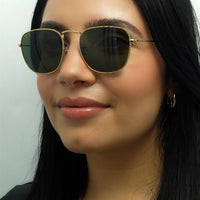 Ray-Ban Sunglasses RB3857 Frank 919631 Gold G-15 Green