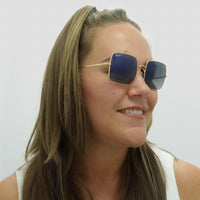 Ray-Ban Sunglasses Square RB1971 914778 Polished Gold Blue Grey Gradient Polarized