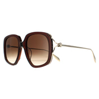 Alexander McQueen Sunglasses AM0374S 002 Brown Gold Brown Gradient