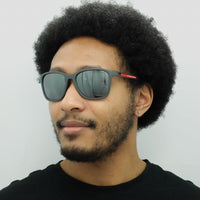 Prada Sport Sunglasses PS02WS UFK07H Grey Rubber Dark Grey Silver Mirror Polarized