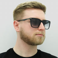 Tom Ford Sunglasses Garrett FT0862 01B Shiny Black Blue Grey Gradient