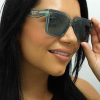Prada Sunglasses PR24ZS 15I02F Peacock Sky Blue