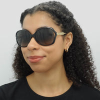 Gucci Sunglasses 0076S 002 Black Gold Grey Gradient
