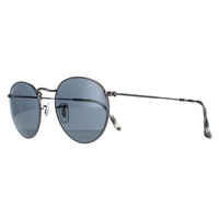 Ray-Ban Sunglasses RB3447 Round Metal 9171R5 Polished Gunmetal Grey Blue
